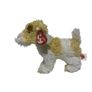 Ty Beanie Baby 2003 Dog Scrappy the Schnauzer 7" Puppy Plush With Tags Tan White
